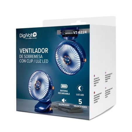 Digivolt Ventilador De Sobremesa Con Clip Recargable 21 cm