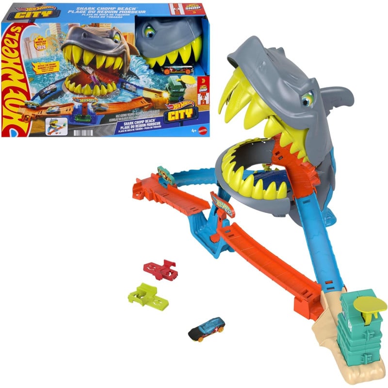 Hot Wheels Pista City Playa Del Tiburón Mordedor De Mattel
