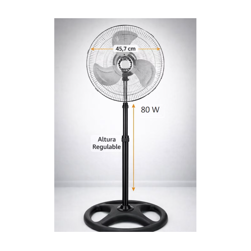 Ventilador De Pie Electrotek 45 cm 80 w