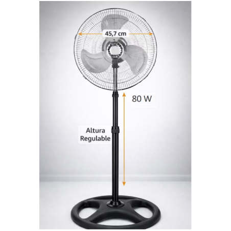 Ventilador De Pie Electrotek 45 cm 80 w