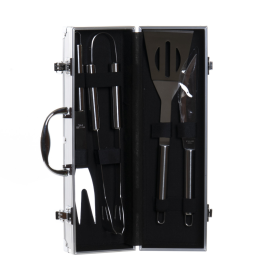 Set 5 Piezas Inox Aluminio Barbacoa Con Maletín