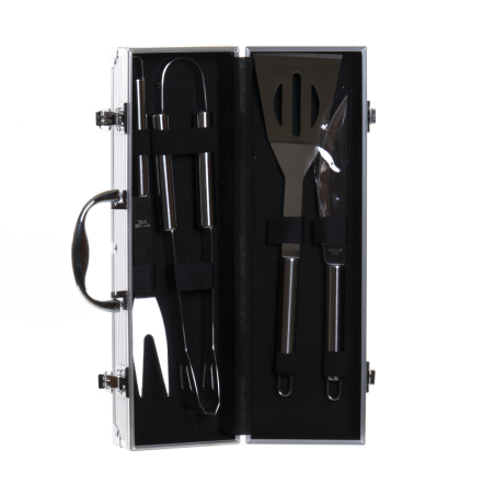 Set 5 Piezas Inox Aluminio Barbacoa Con Maletín