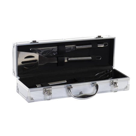 Set 5 Piezas Inox Aluminio Barbacoa Con Maletín