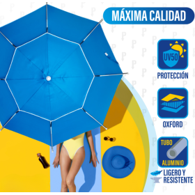 Sombrilla De Playa Antiviento Azul 2 Metros De Pincho 2