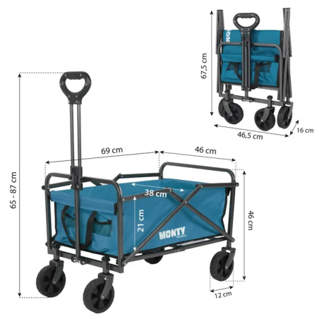 Carretilla con Mango Acero 69x46x87 cm Azul