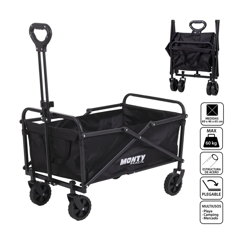 Carretilla con Mango Acero 69x46x87 cm Negra