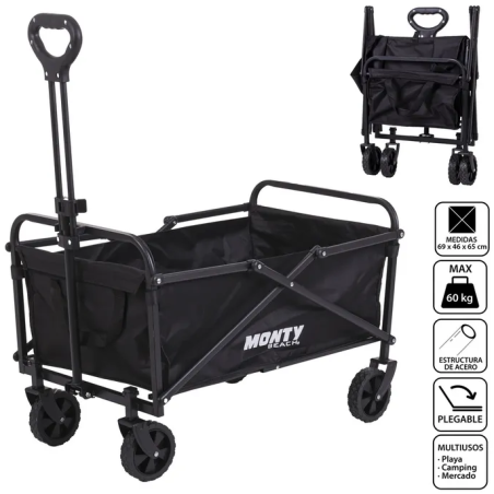 Carretilla con Mango Acero 69x46x87 cm Negra