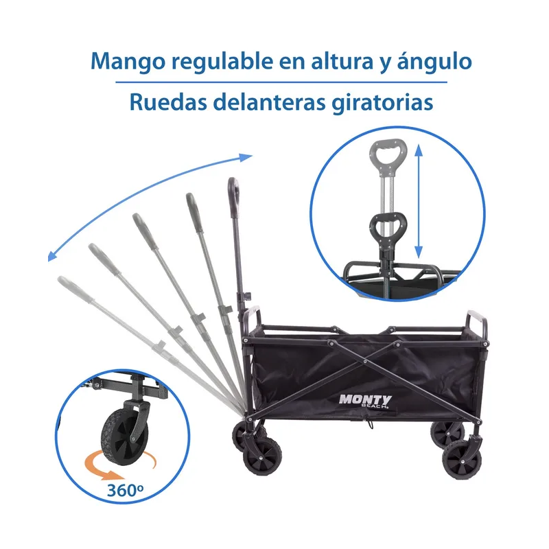 Carretilla con Mango Acero 69x46x87 cm Negra