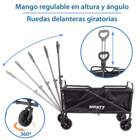 Carretilla con Mango Acero 69x46x87 cm Negra