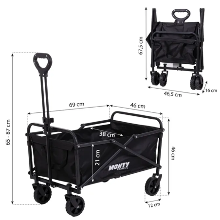 Carretilla con Mango Acero 69x46x87 cm Negra