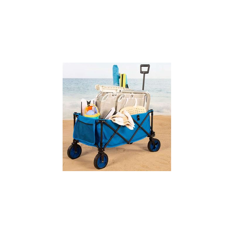 Carro Playa Plegable con Bolsillo 88x47x53 cm