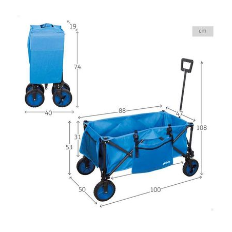 Carro Playa Plegable con Bolsillo 88x47x53 cm