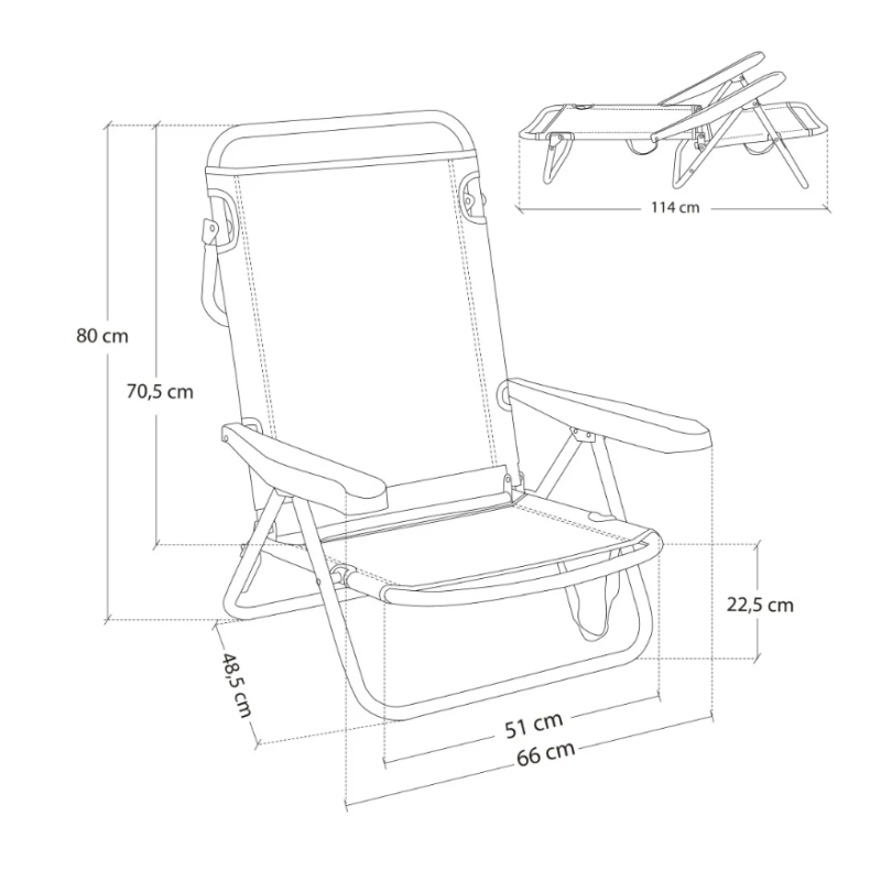 Silla 4 Posiciones Con Cojín y Bolsillos Aguamarina