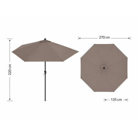 Sombrilla De Jardín Media Luna Topo 270x135 Cm