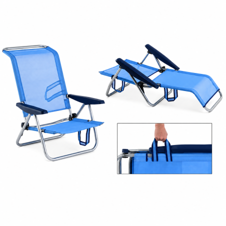Silla Playa Eredu Alum/Textileno 3 Posiciones Con Asa