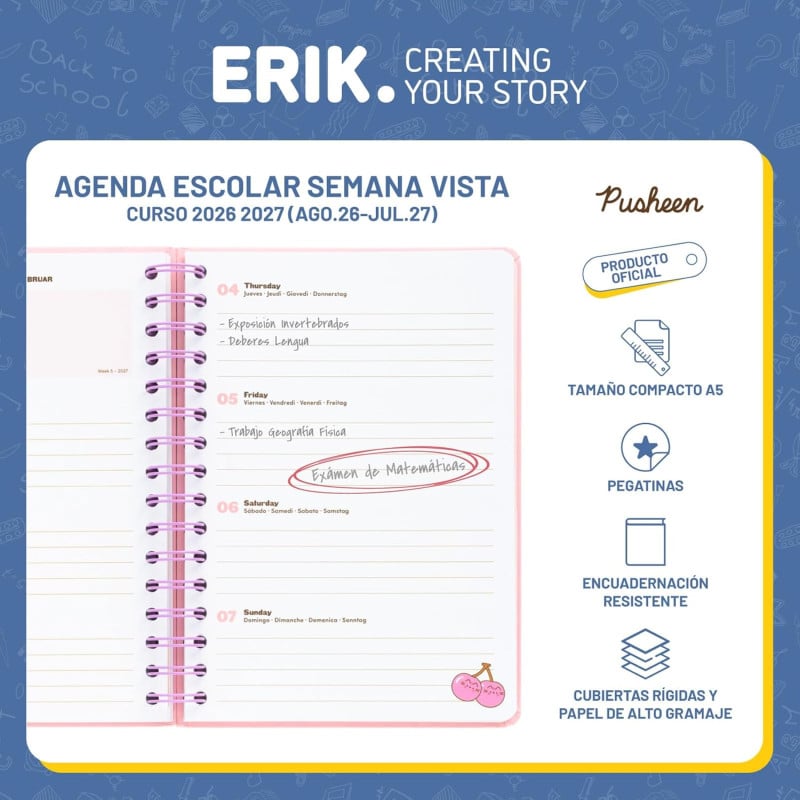 Agenda Escolar 26/27 Pusheen Fruits