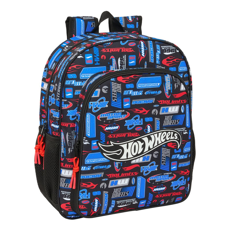 Mochila Escolar Hot Wheels Adaptable A Carro 32 Cm De Safta