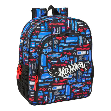Mochila Escolar Hot Wheels Adaptable A Carro 32 Cm De Safta