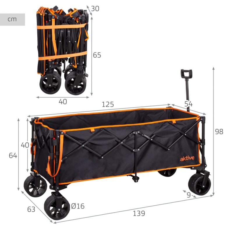 Carro De Playa Plegable XXL 125x94x58 Cm