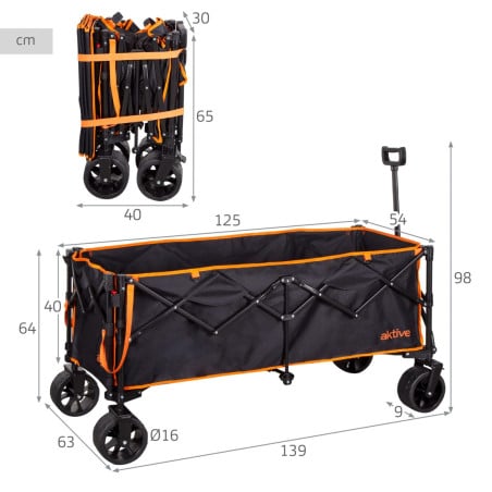 Carro De Playa Plegable XXL 125x94x58 Cm