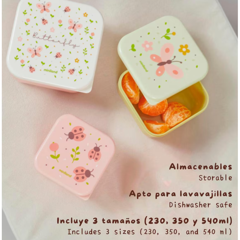 Miniland Set 3 Fiambreras Butterfly