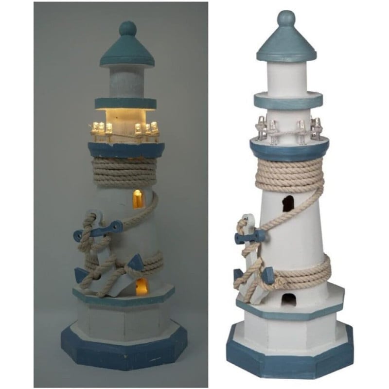 Faro de Madera con Luz LED