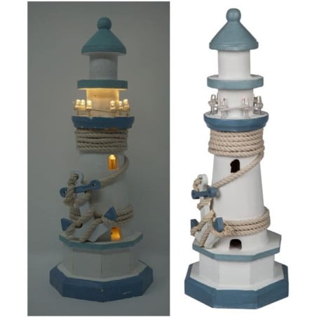 Faro de Madera con Luz LED