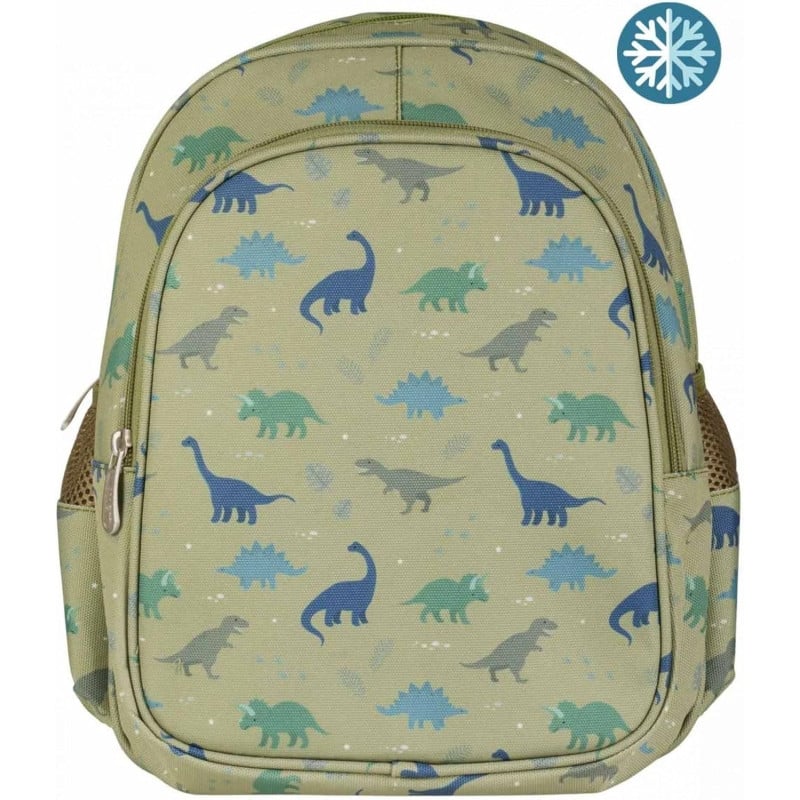 Mochila Escolar Con Bolsillo Térmico Dinosaurios 32 Cm
