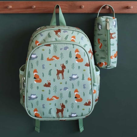 Mochila Escolar Con Bolsillo Térmico Animales Del Bosque 32 Cm