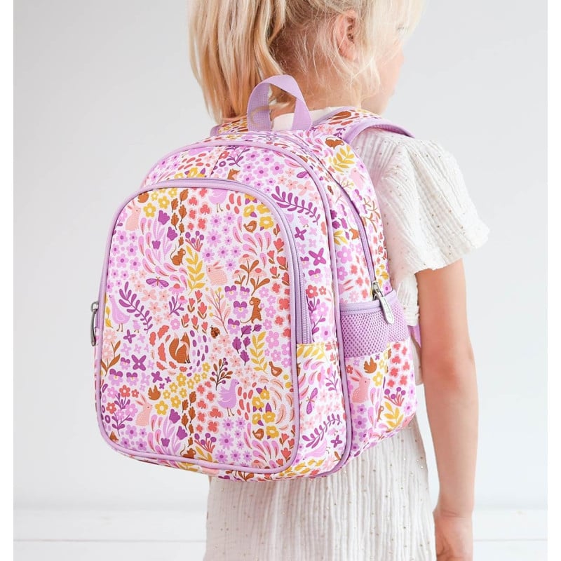 Mochila Escolar Con Bolsillo Térmico Flores 32 Cm