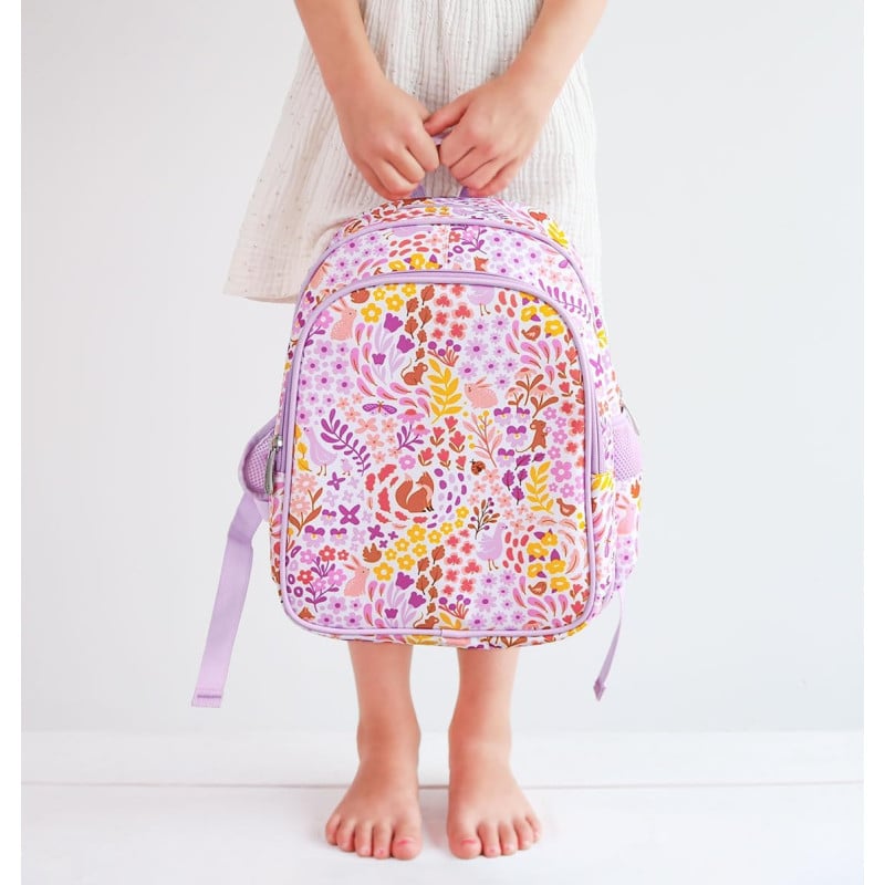Mochila Escolar Con Bolsillo Térmico Flores 32 Cm