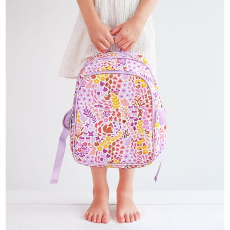 Mochila Escolar Con Bolsillo Térmico Flores 32 Cm