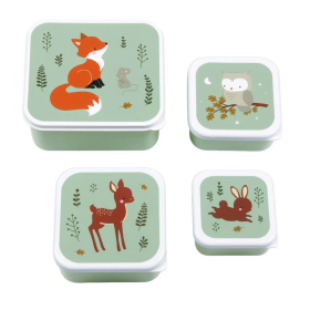 Set De 4 Fiambreras Infantiles Animales Del Bosque De Prooptim