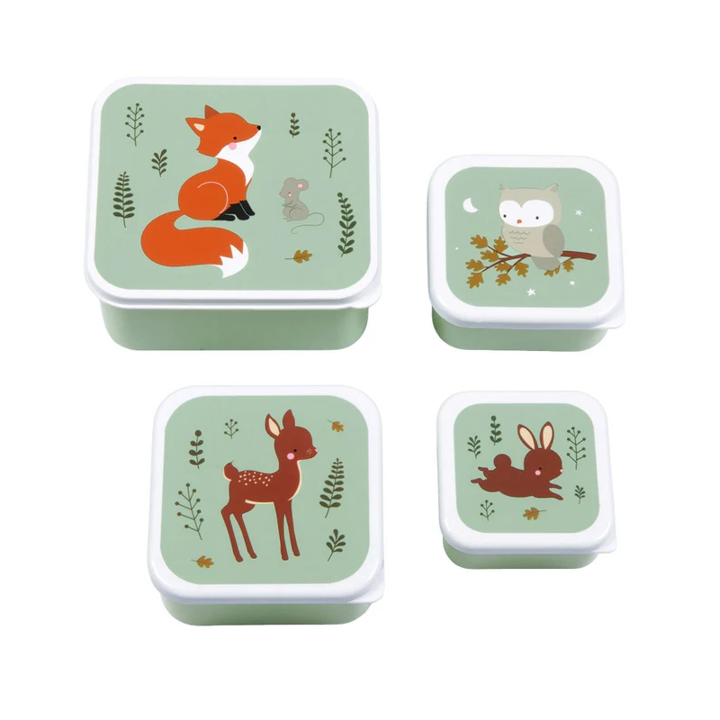 Set De 4 Fiambreras Infantiles Animales Del Bosque De Prooptim