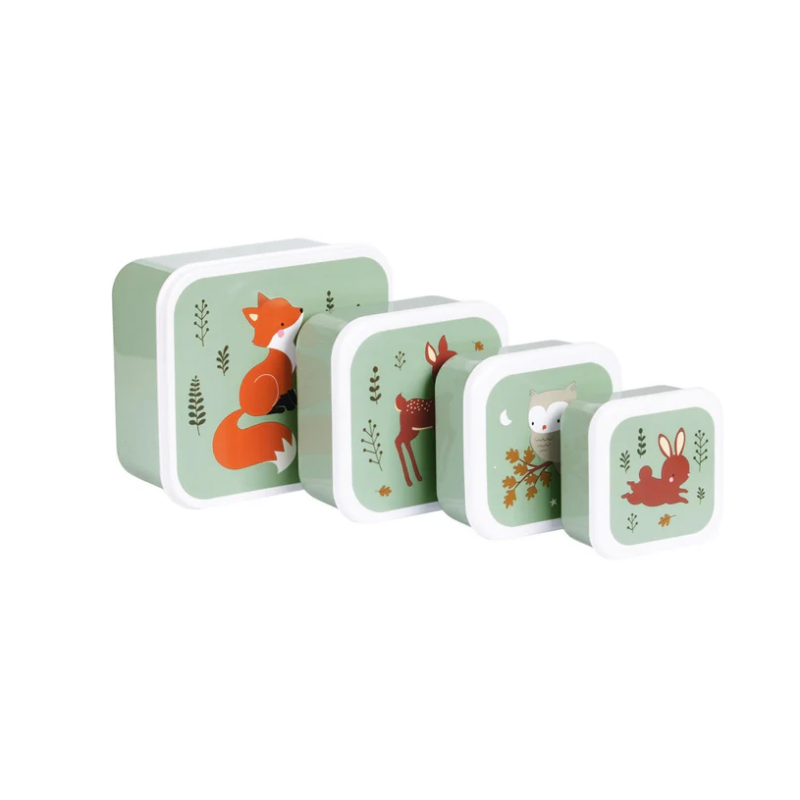 Set De 4 Fiambreras Infantiles Animales Del Bosque