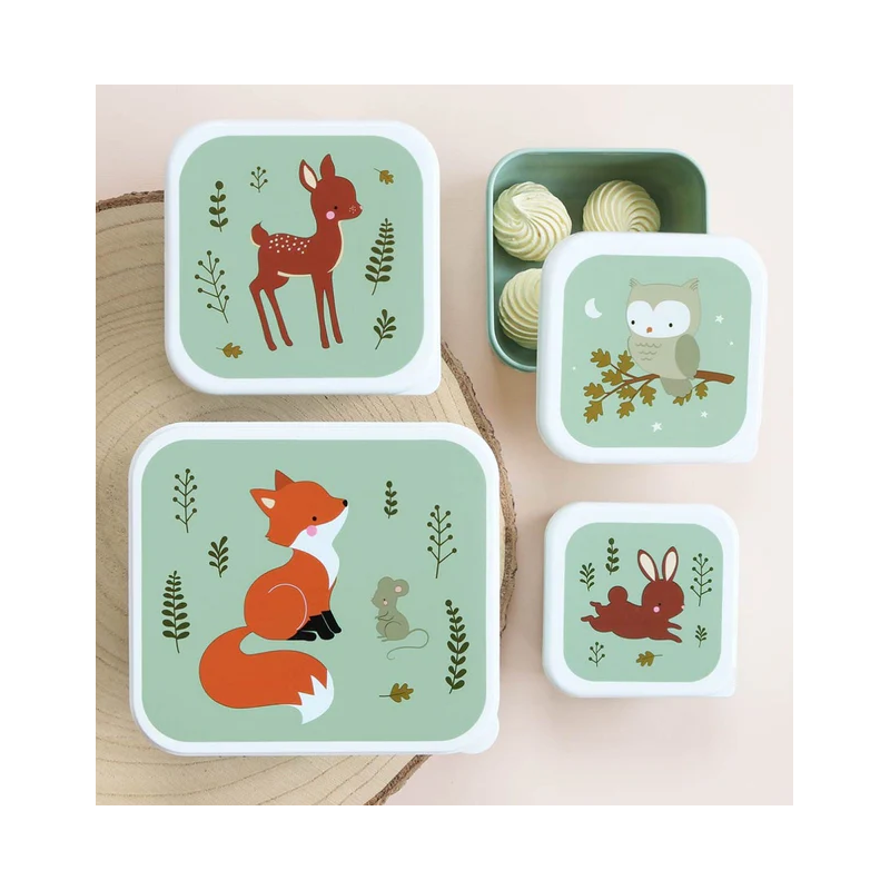 Set De 4 Fiambreras Infantiles Animales Del Bosque