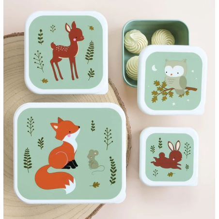 Set De 4 Fiambreras Infantiles Animales Del Bosque