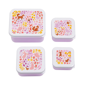 Set De 4 Fiambreras Infantiles Flores De Prooptim