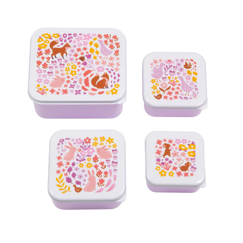 Set De 4 Fiambreras Infantiles Flores De Prooptim