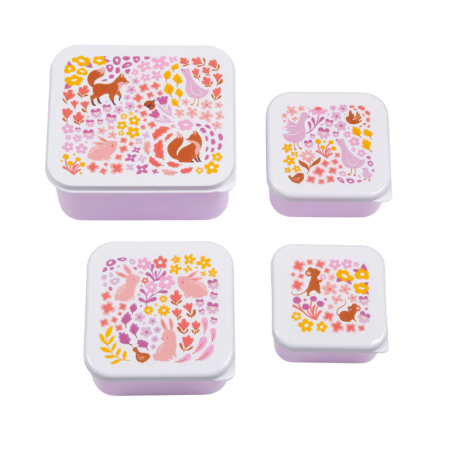 Set De 4 Fiambreras Infantiles Flores De Prooptim