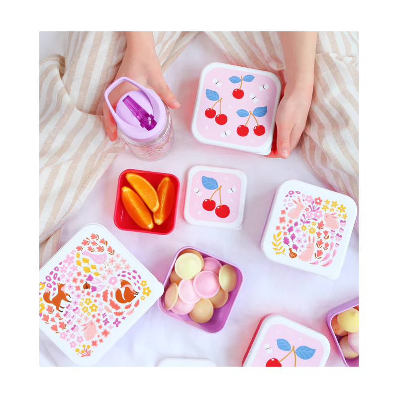 Set De 4 Fiambreras Infantiles Flores