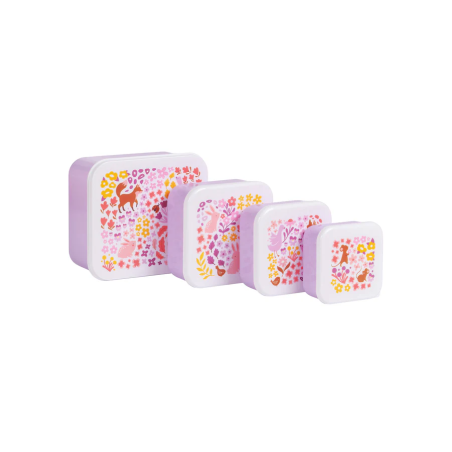 Set De 4 Fiambreras Infantiles Flores