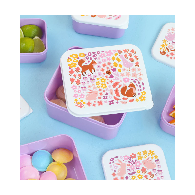 Set De 4 Fiambreras Infantiles Flores