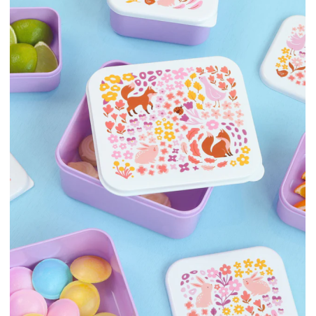 Set De 4 Fiambreras Infantiles Flores