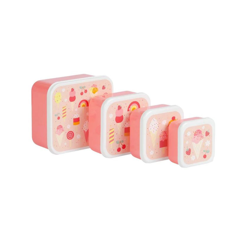 Set De 4 Fiambreras Infantiles Helados