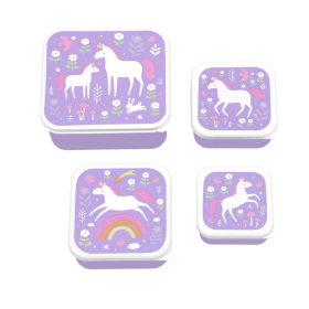 Set De 4 Fiambreras Infantiles Unicornios De Prooptim