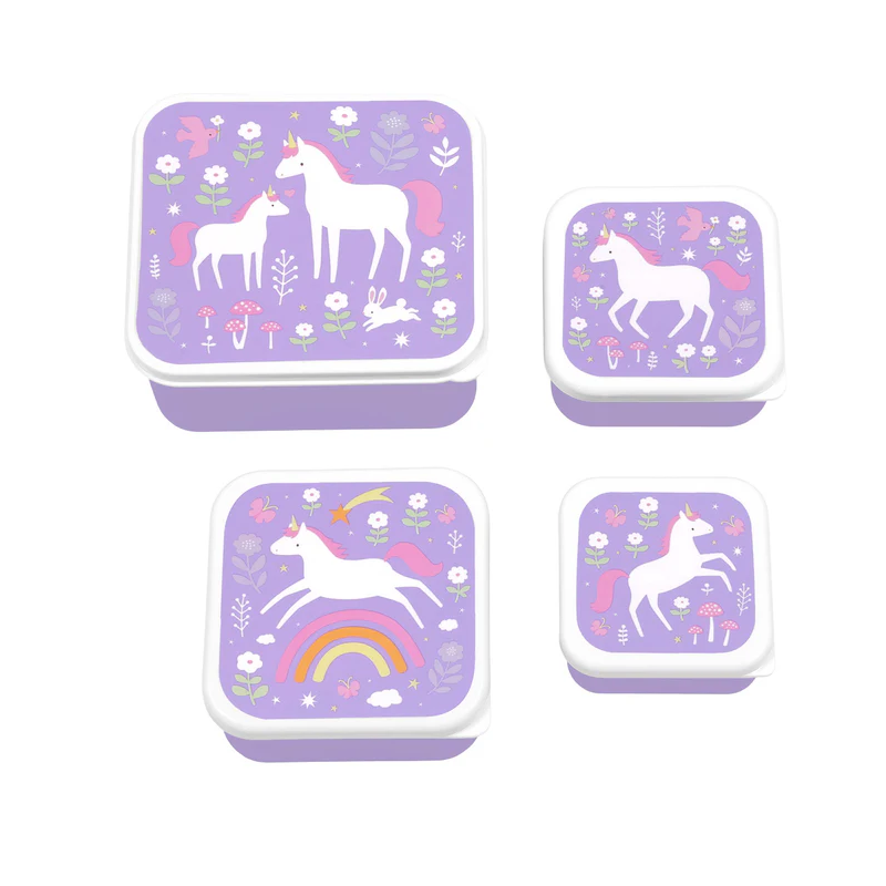 Set De 4 Fiambreras Infantiles Unicornios De Prooptim
