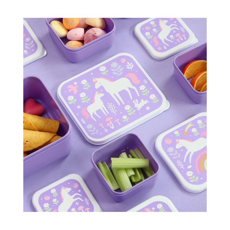 Set De 4 Fiambreras Infantiles Unicornios