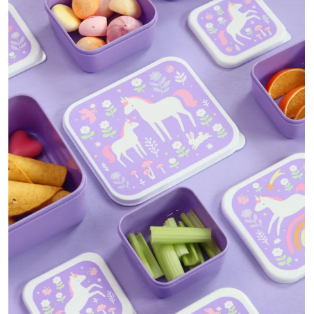 Set De 4 Fiambreras Infantiles Unicornios