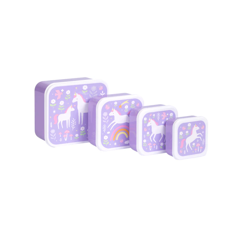 Set De 4 Fiambreras Infantiles Unicornios